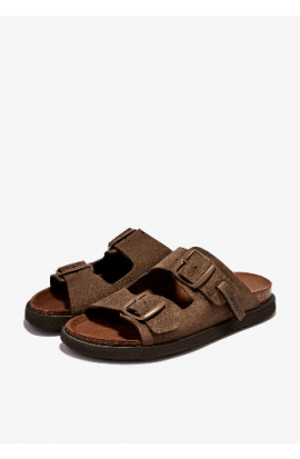 Vibe Sandals Buckle Suede Chocolate